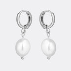 Freshwater Pearl Drop Huggie Earrings