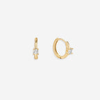 Dainty Single Stone Huggie Hoops