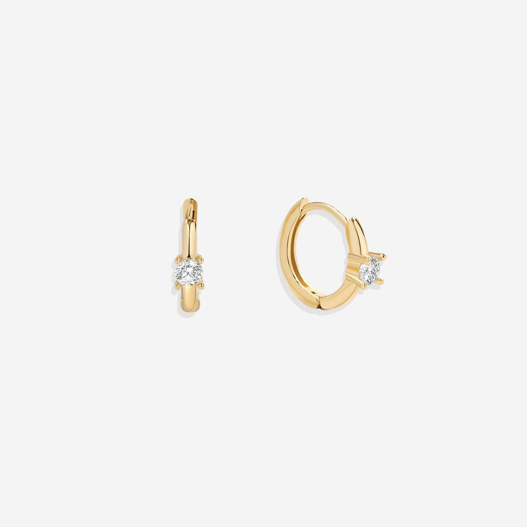 Dainty Single Stone Huggie Hoops