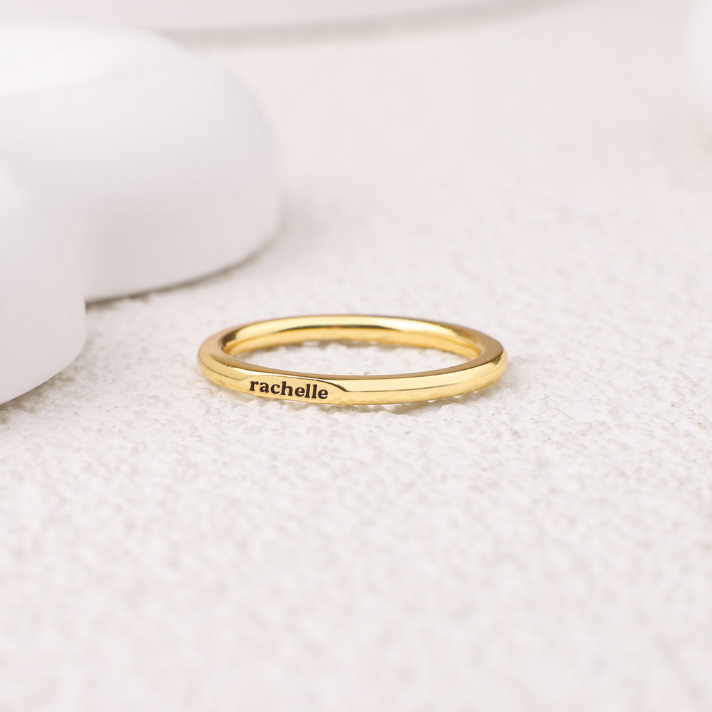 Sterling Silver Flat Top Super Tiny Stackable Name Ring