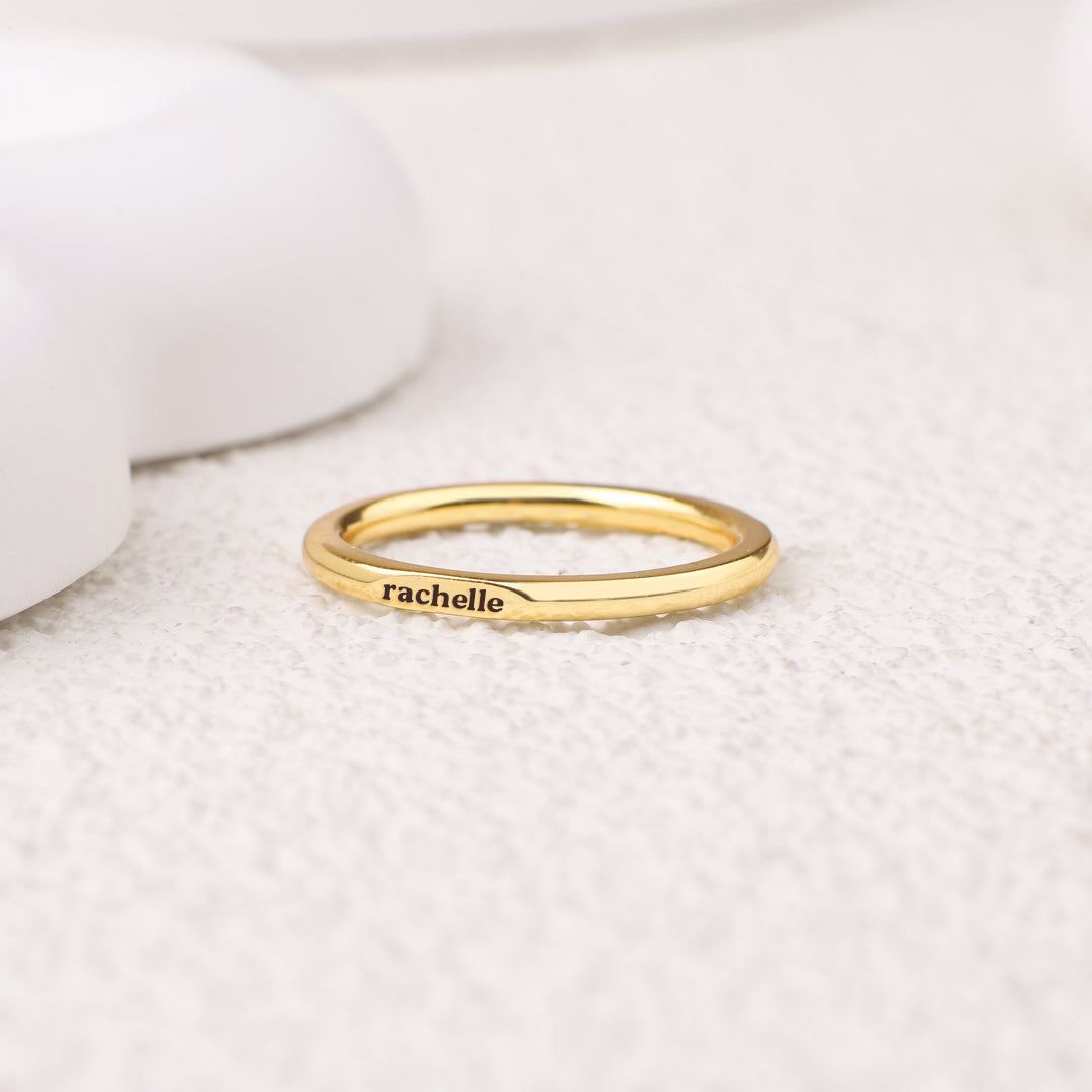 Sterling Silver Flat Top Super Tiny Stackable Name Ring