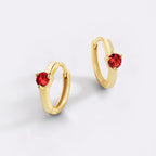 Solitaire Birthstone Huggie Hoop Earrings