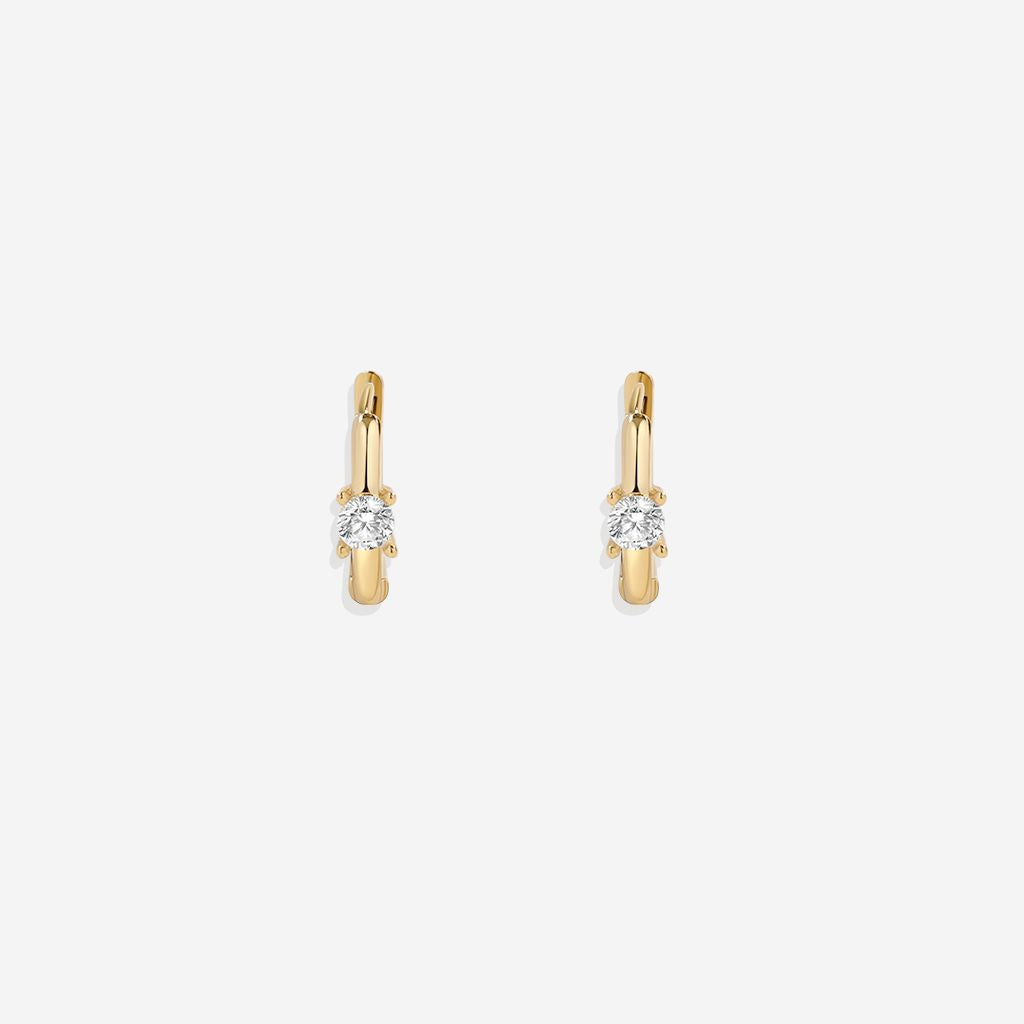 Dainty Single Stone Huggie Hoops
