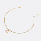 Mother of Pearl Disc Letter Necklace with Cuban Chain