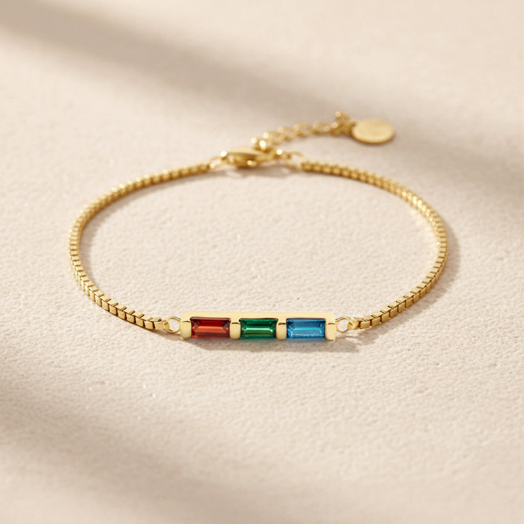Dainty Baguette Birthstone Bracelet