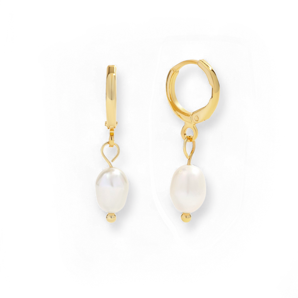Freshwater Pearl Drop Huggie Earrings