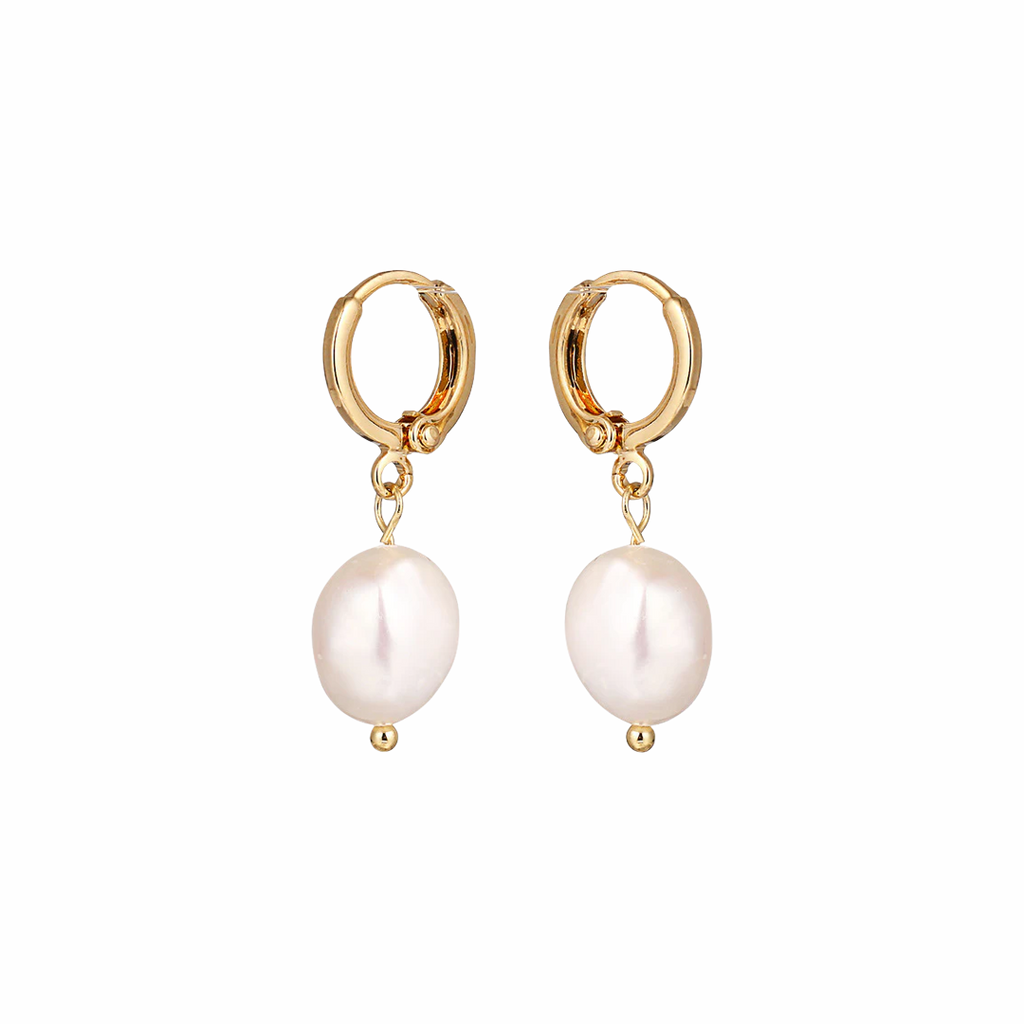 Freshwater Pearl Drop Huggie Earrings