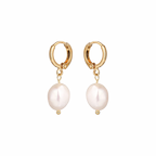 Freshwater Pearl Drop Huggie Earrings