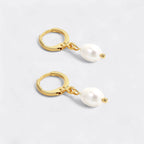 Freshwater Pearl Drop Huggie Earrings