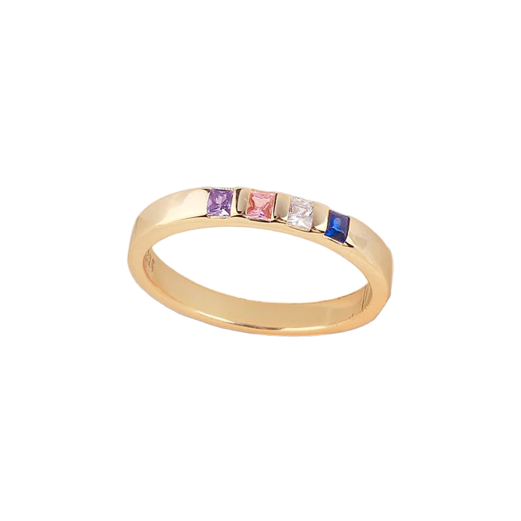 Princess-Cut Birthstone Band Ring