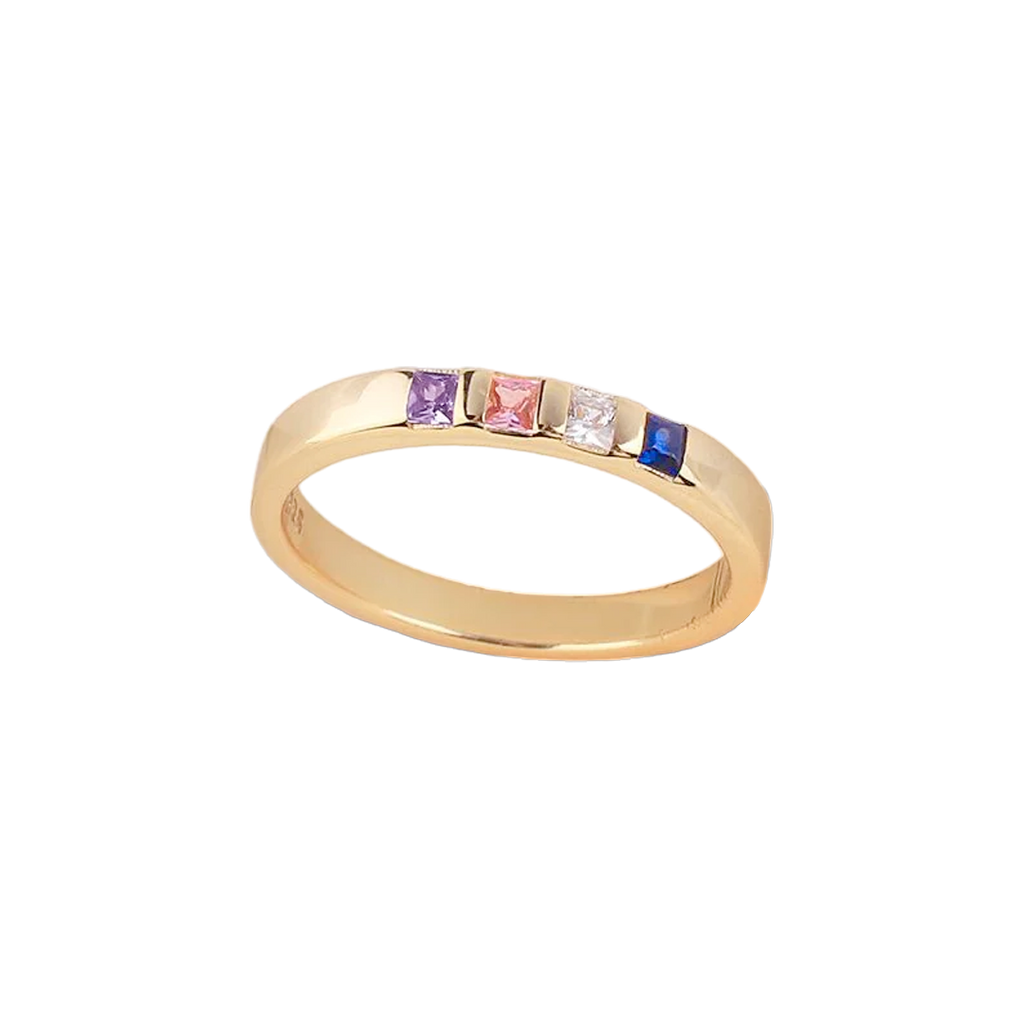Princess-Cut Birthstone Band Ring